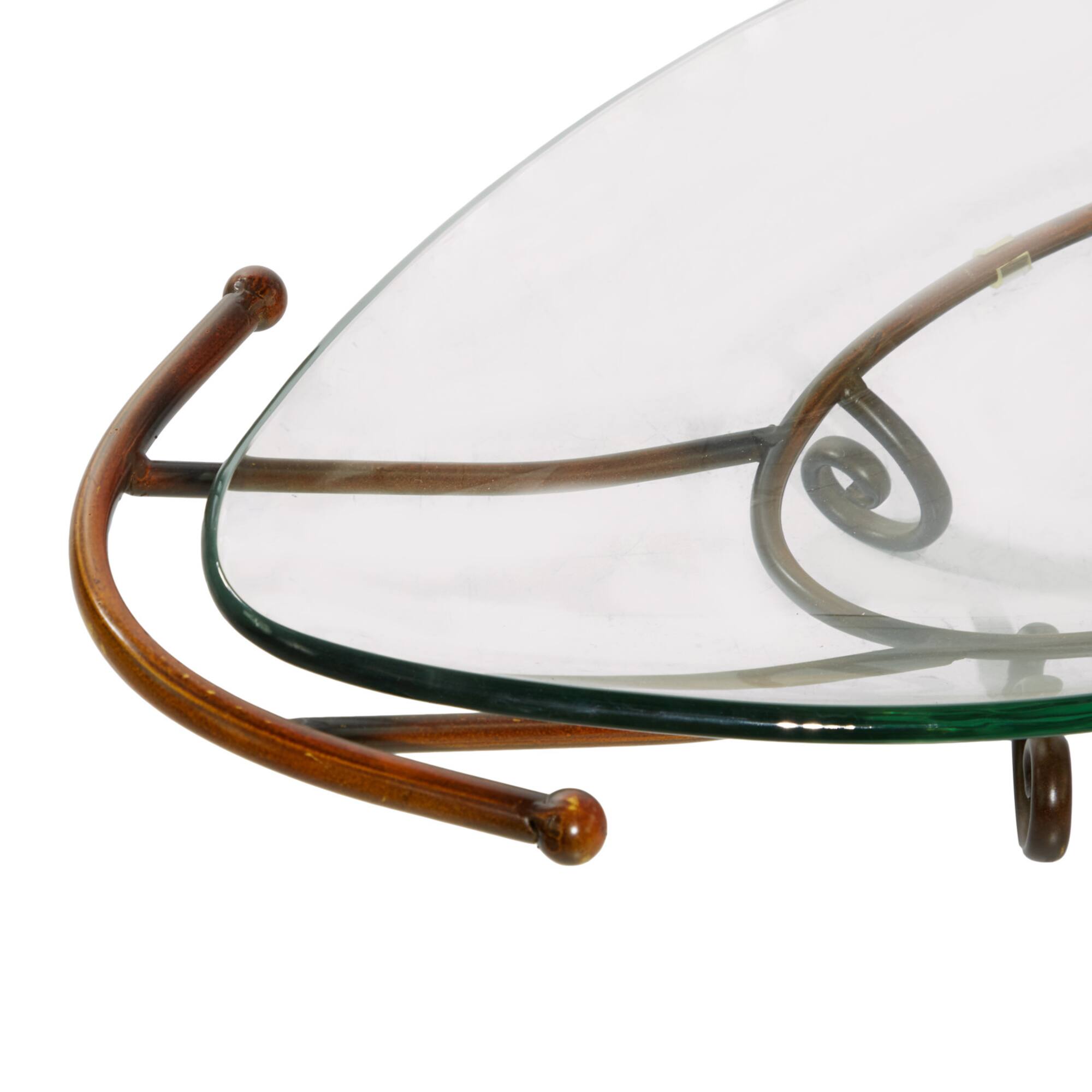 Brass Glass and Metal Modern Serving Bowl, 6" x 30" x 12"